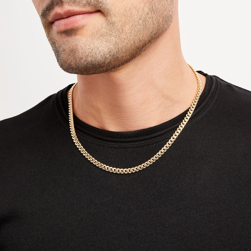 Solid Cuban Chain Necklace 14K Yellow Gold 20"