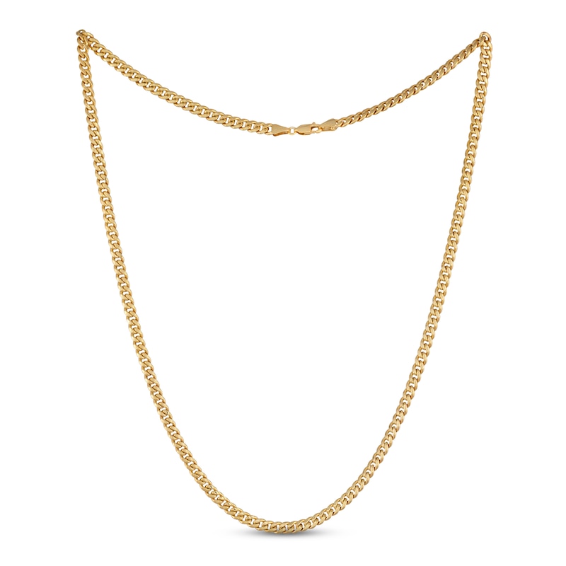 Solid Cuban Chain Necklace 14K Yellow Gold 18"