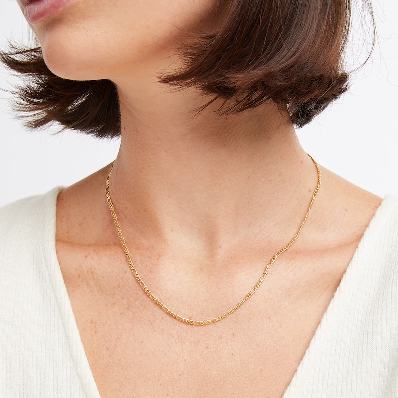 Main Image 2 of 2mm Figaro Chain Necklace Hollow 14K Yellow Gold 18&quot;