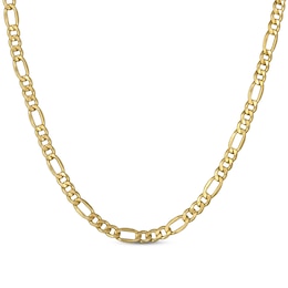 Figaro Chain Necklace Hollow 14K Yellow Gold 20"