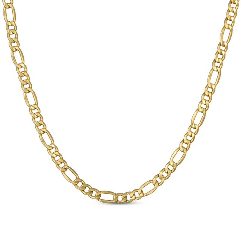 Main Image 1 of Figaro Chain Necklace Hollow 14K Yellow Gold 20&quot;