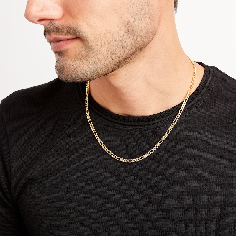 Main Image 2 of Figaro Chain Necklace Hollow 14K Yellow Gold 20&quot;