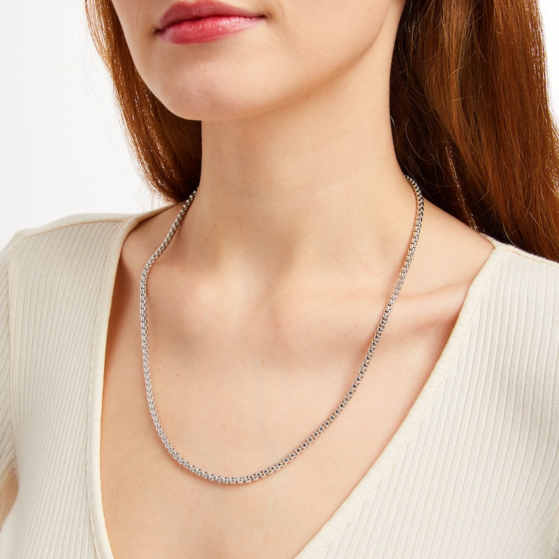 Main Image 2 of Box Chain Necklace Hollow 10K White Gold 22&quot;