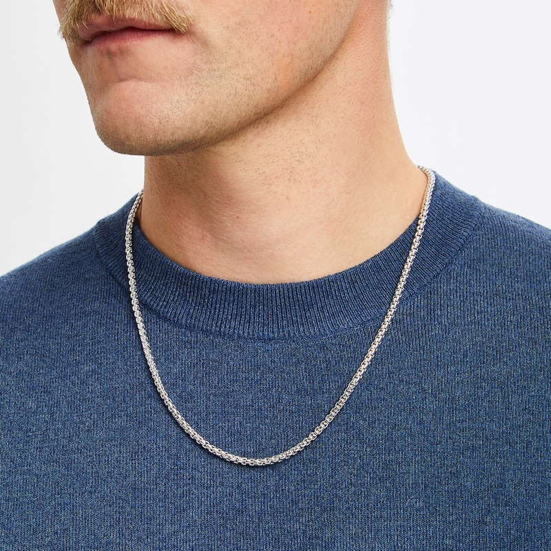 Main Image 3 of Box Chain Necklace Hollow 10K White Gold 22&quot;
