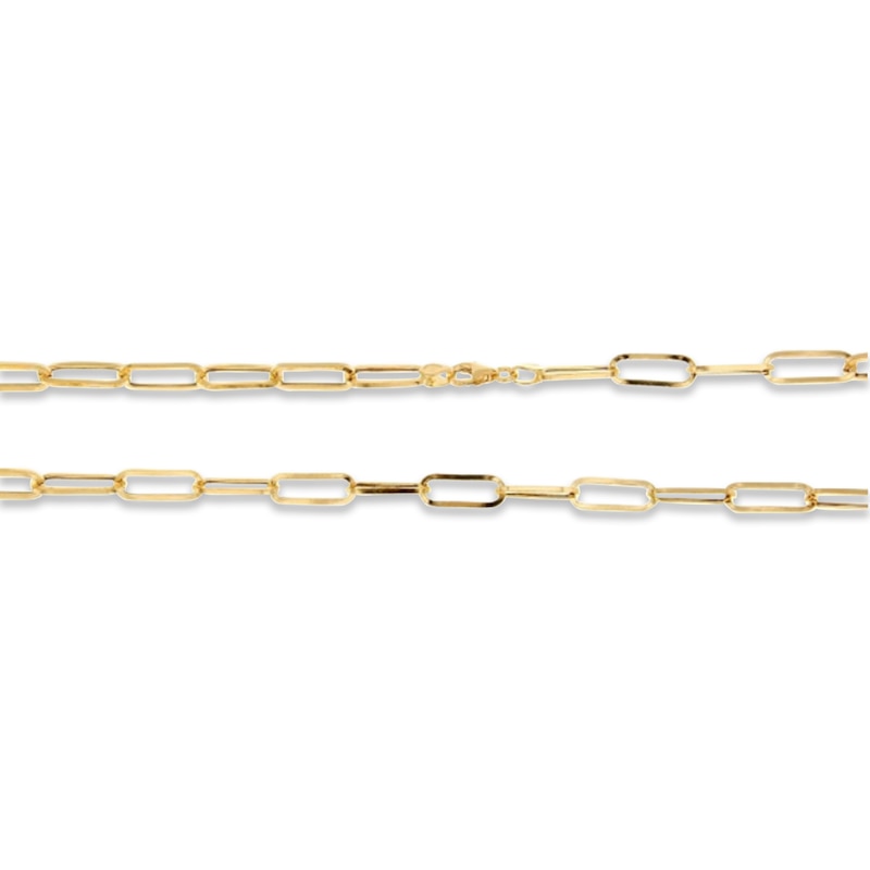 Semi-Solid Paperclip Necklace 10K Yellow Gold 20"