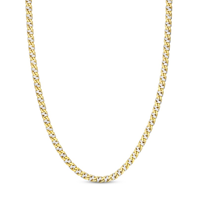 Solid Mariner Link Chain Necklace 10K Two-Tone Gold 20"