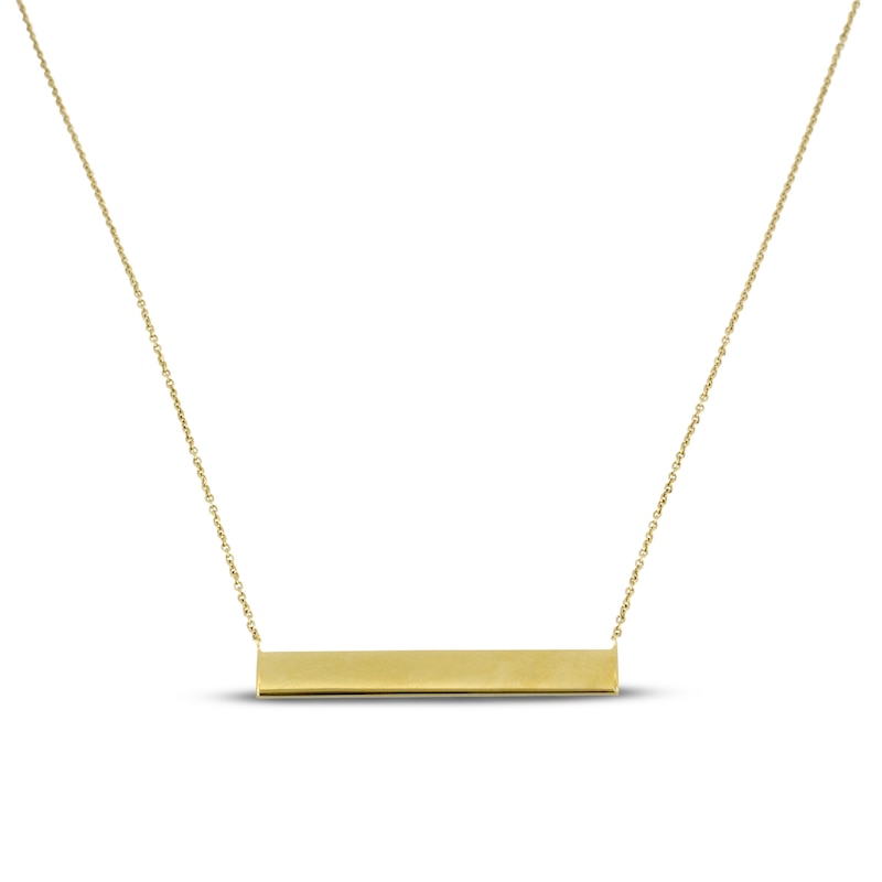 Pattern Bar Necklace 14K Yellow Gold 18"