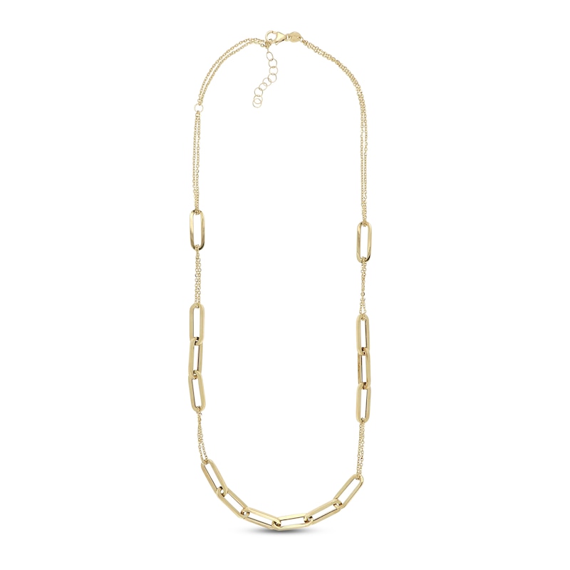 Main Image 1 of Paperclip Station Necklace 10K Yellow Gold 18&quot;