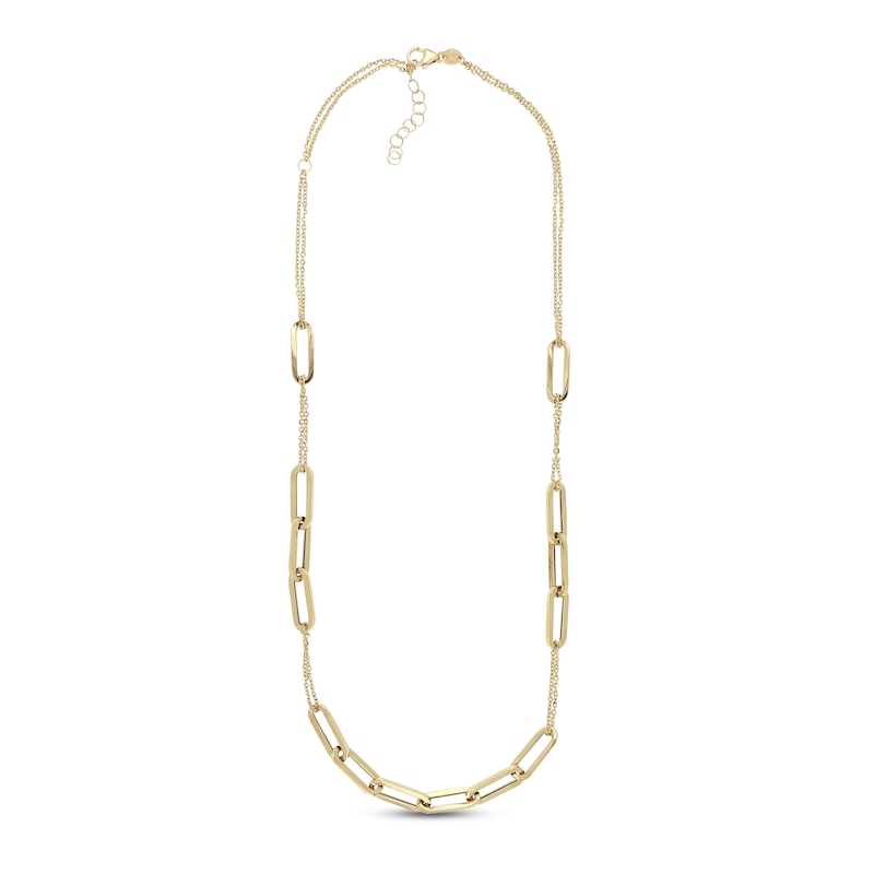 Paperclip Station Necklace 10K Yellow Gold 18"