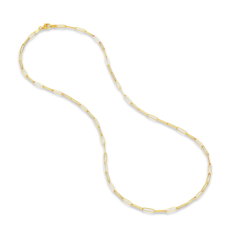 Solid Paperclip Necklace 14K Yellow Gold 18"