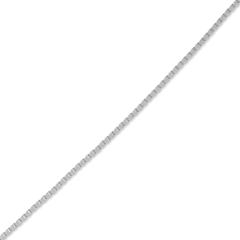 Hollow Square Box Chain Necklace 14K White Gold 18"