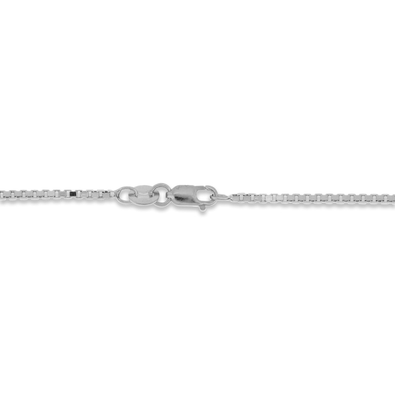 Hollow Square Box Chain Necklace 14K White Gold 18"