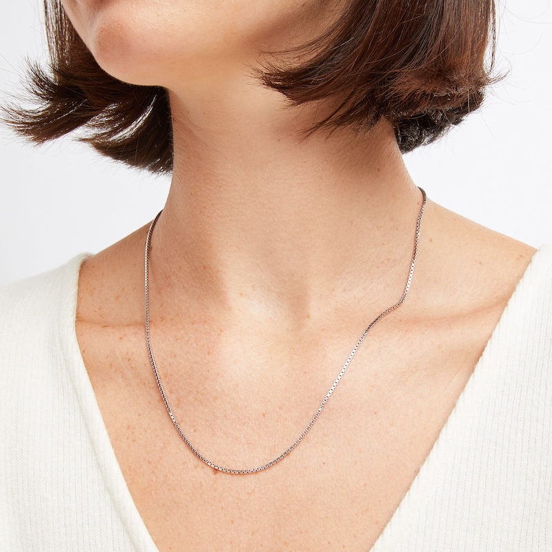 Main Image 4 of Square Box Chain Necklace Hollow 14K White Gold 20&quot;