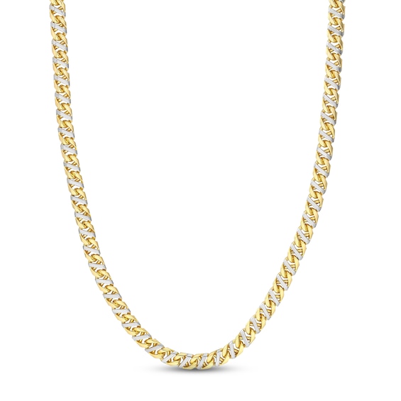 Solid Mariner Link Chain Necklace 10K Two-Tone Gold 22"