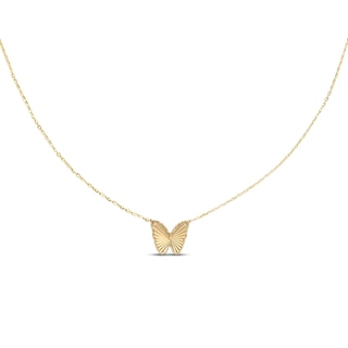 Diamond-Cut Butterfly Necklace 10K Yellow Gold 18"