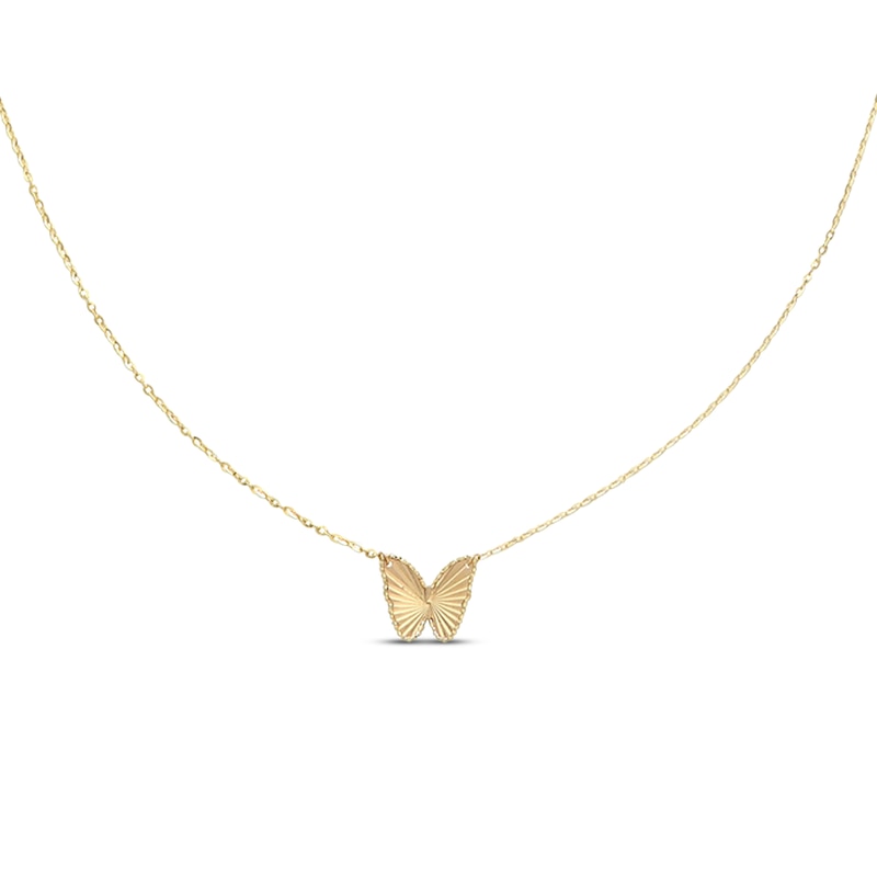 Main Image 1 of Diamond-cut Butterfly Necklace 10K Yellow Gold 18&quot;