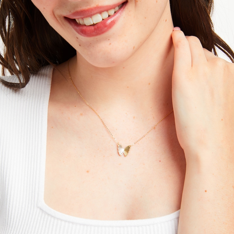 Main Image 2 of Diamond-cut Butterfly Necklace 10K Yellow Gold 18&quot;