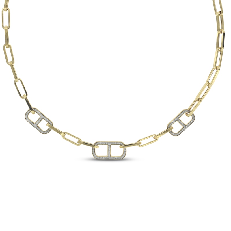 Glitter Paperclip Necklace 14K Yellow Gold 18.5"