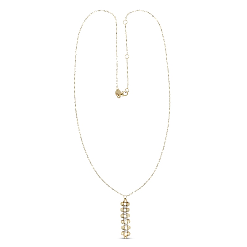 Main Image 2 of Diamond-cut Bead Drop Necklace 14K Two-Tone Gold 18&quot;