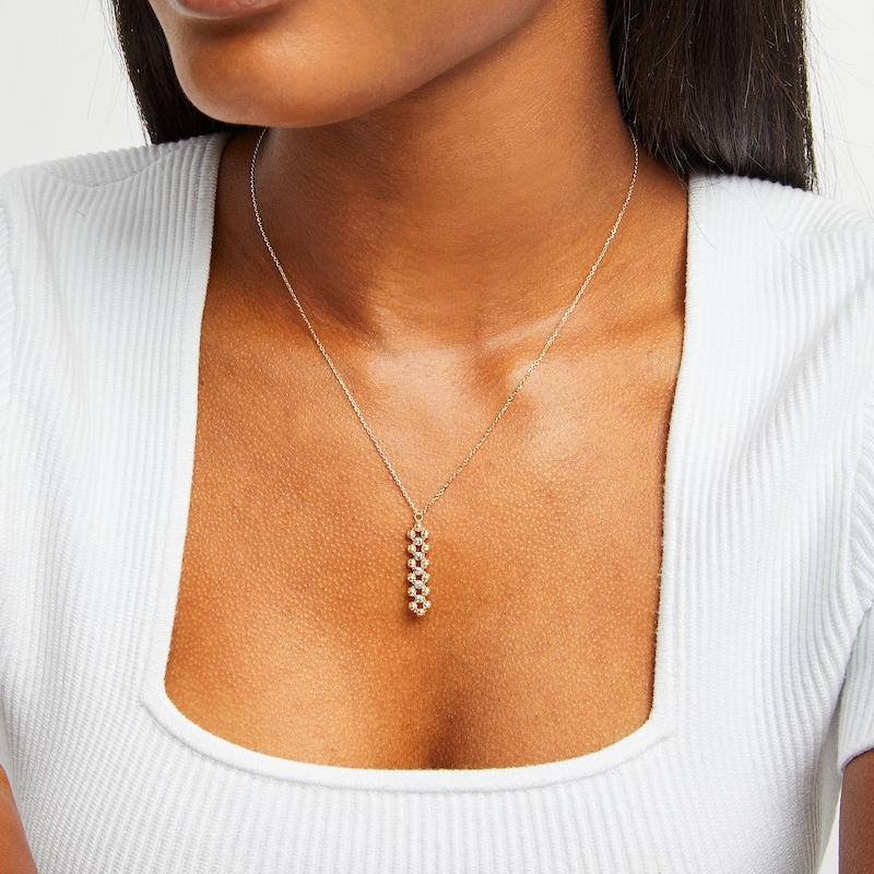 Main Image 3 of Diamond-cut Bead Drop Necklace 14K Two-Tone Gold 18&quot;