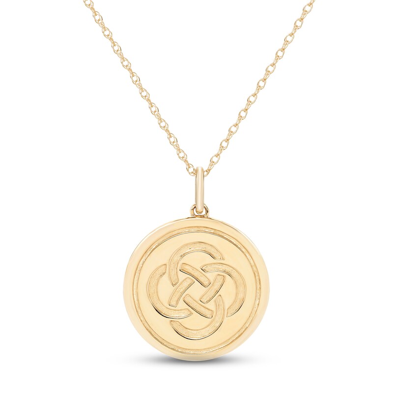 Infinity Knot Medallion Necklace 10K Yellow Gold 18"