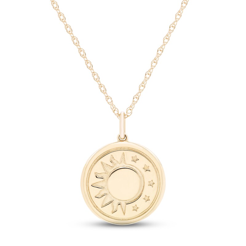 Sun & Moon Medallion Necklace 10K Yellow Gold 18"