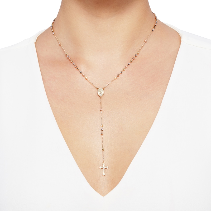 Main Image 3 of Beaded Rosary 14K Tri-Tone Gold 17&quot;