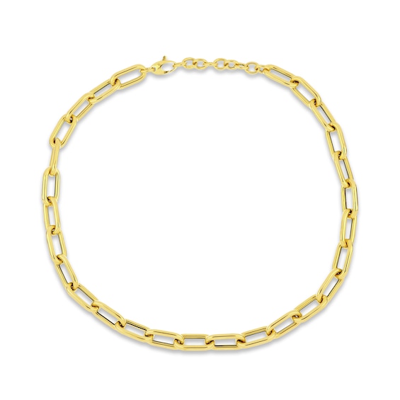 Hollow Paperclip Necklace 14K Yellow Gold 18"