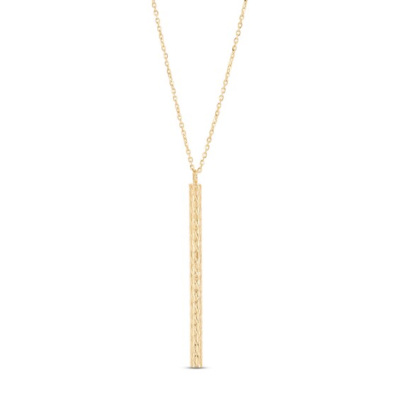 Diamond-cut Tube Drop Necklace 10K Yellow Gold 18"