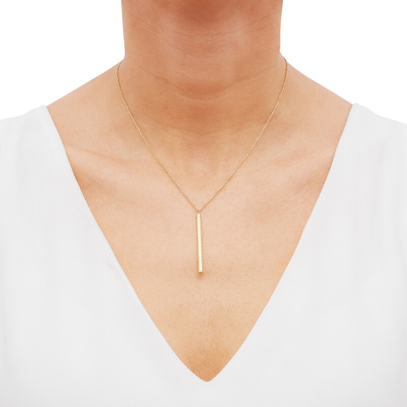 Diamond-cut Tube Drop Necklace 10K Yellow Gold 18"