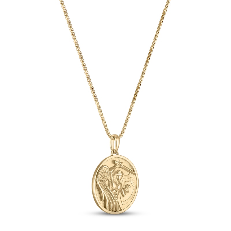 Angel Warrior Medallion Necklace 10K Yellow Gold 22