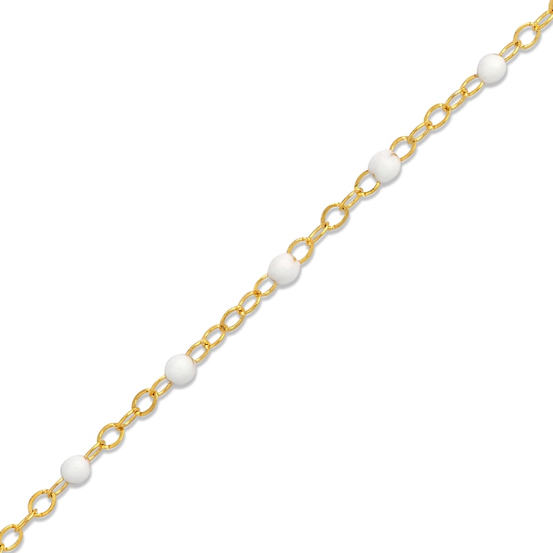 Main Image 2 of White Enamel Disc Curb Chain Necklace 14K Yellow Gold 18&quot;