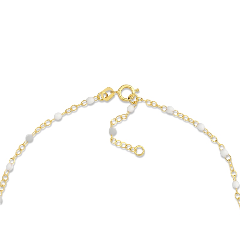 Main Image 3 of White Enamel Disc Curb Chain Necklace 14K Yellow Gold 18&quot;