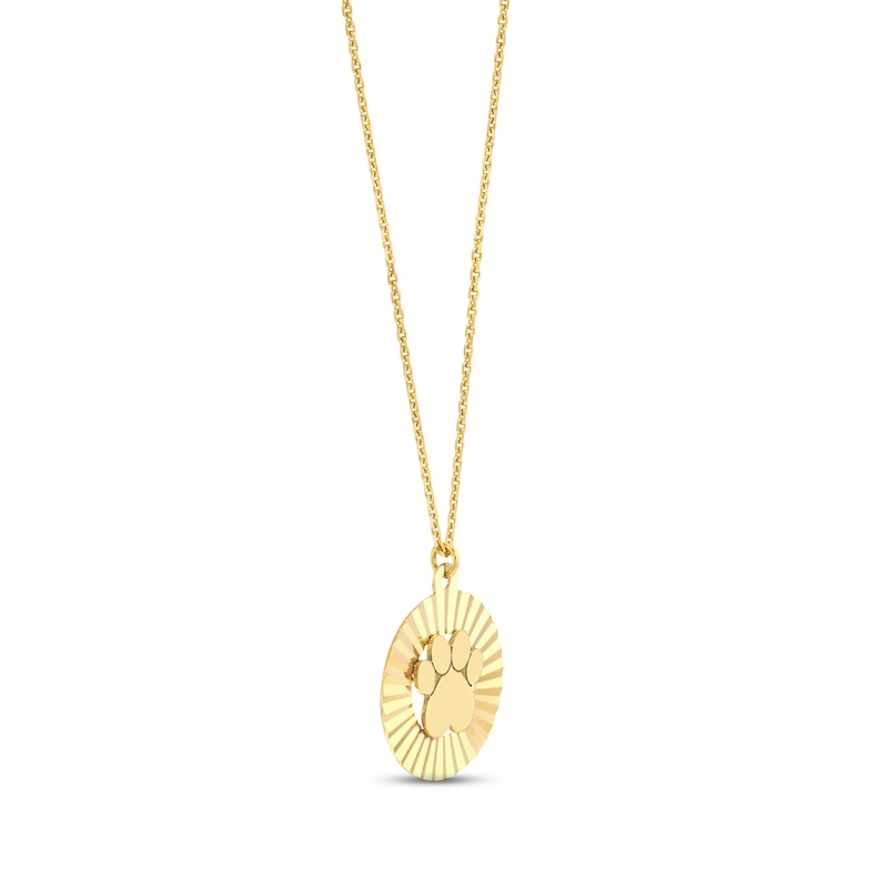 Main Image 2 of Paw Print Disc Necklace 14K Yellow Gold 18"