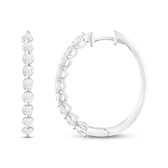 Lab-Created Diamonds by KAY Oval Hoop Earrings 2 ct tw 14K White Gold