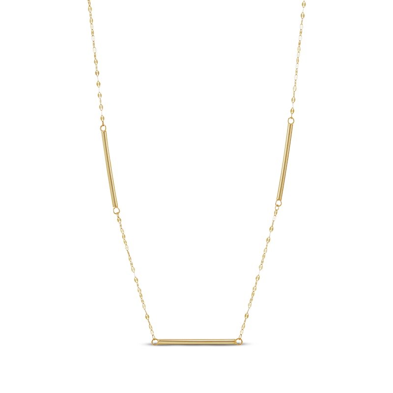 Main Image 1 of Bar Station Chain Necklace 10K Yellow Gold 18”