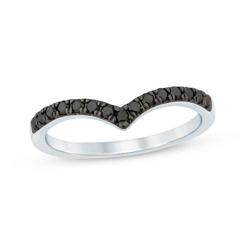 Main Image 1 of Now + Forever Black Diamond Chevron Anniversary Band 1/4 ct tw 10K White Gold