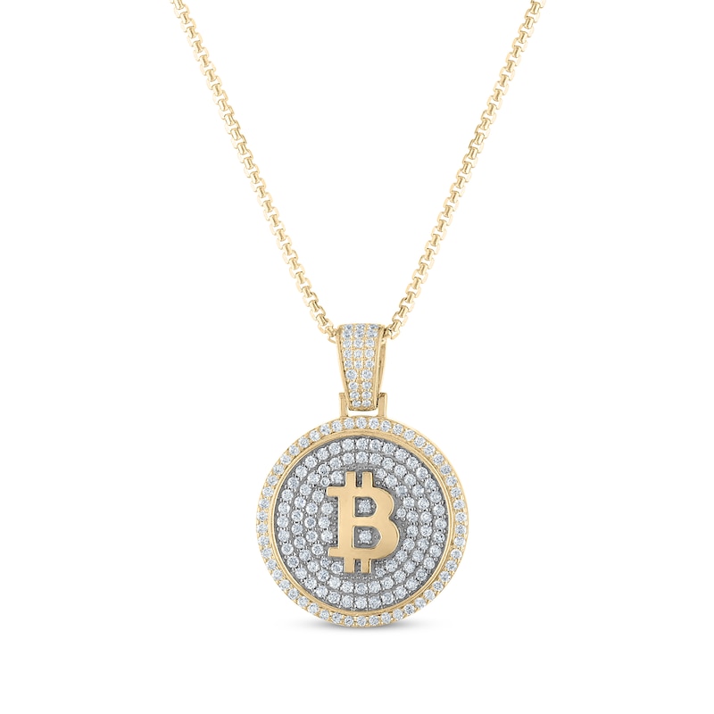 Men's Diamond "B" Medallion Necklace 2-1/10 ct tw 10K Yellow Gold 22"