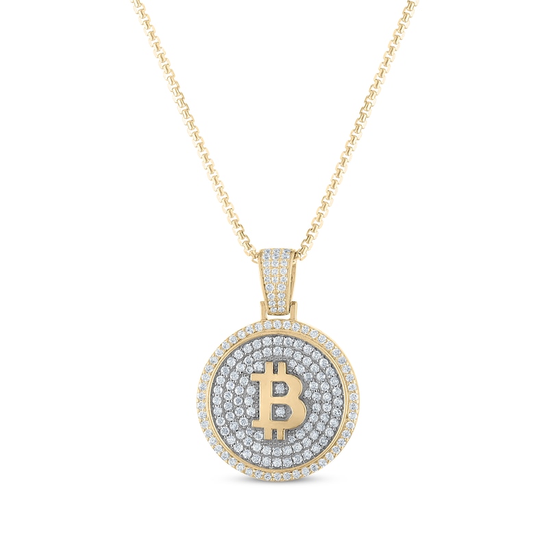 Main Image 1 of Men's Diamond &quot;B&quot; Medallion Necklace 2-1/10 ct tw 10K Yellow Gold 22&quot;