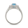 Thumbnail Image 2 of Oval-Cut Swiss Blue Topaz & White Lab-Created Sapphire Ring Sterling Silver