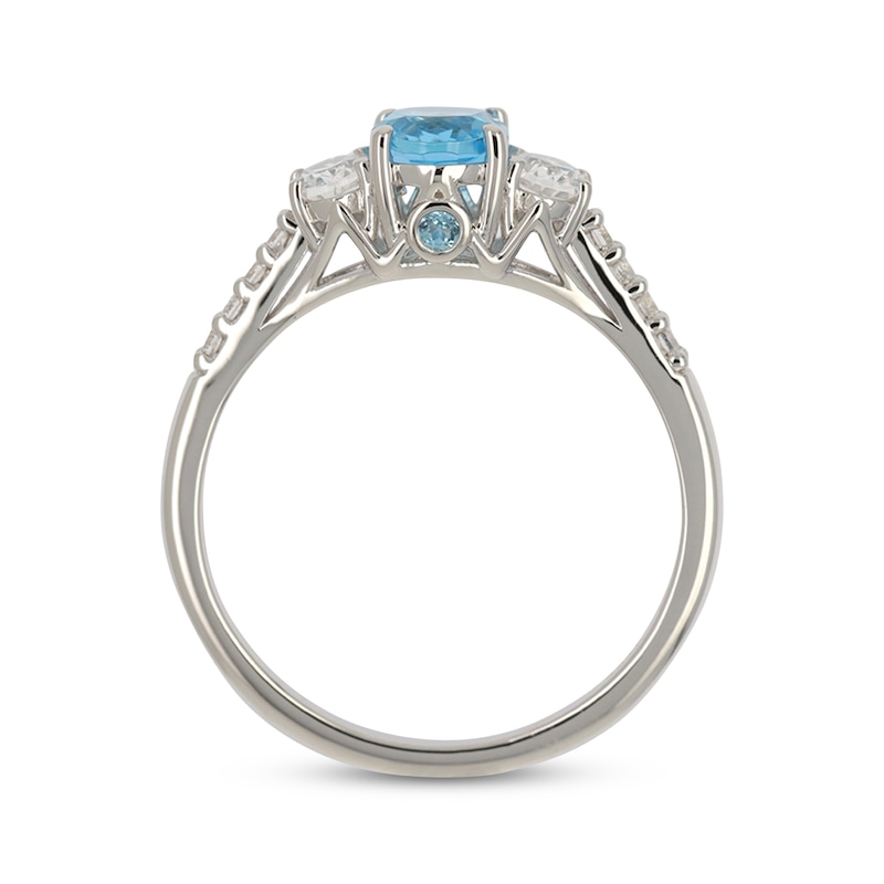Main Image 2 of Oval-Cut Swiss Blue Topaz & White Lab-Created Sapphire Ring Sterling Silver