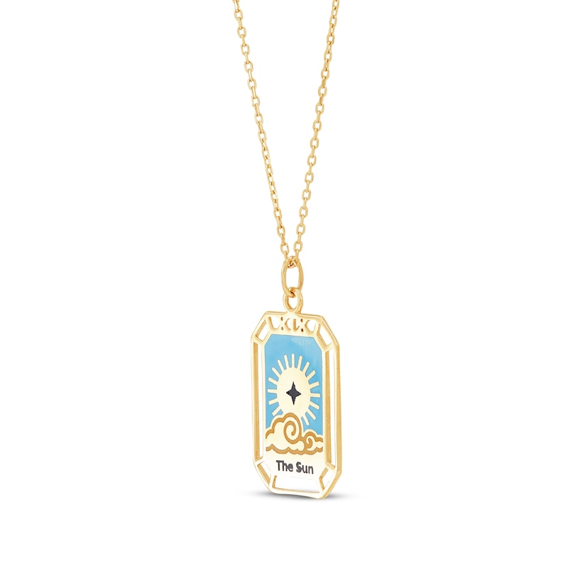 Sun Pendant Tarot Card Necklace, 10K Gold