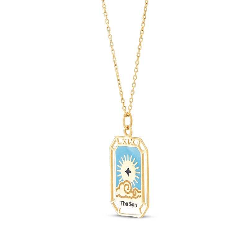 Main Image 2 of &quot;The Sun&quot; Tarot Card Enamel Necklace 10K Yellow Gold 18&quot;