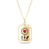 Thumbnail Image 1 of &quot;The Lovers&quot; Tarot Card Enamel Necklace 10K Yellow Gold 18&quot;