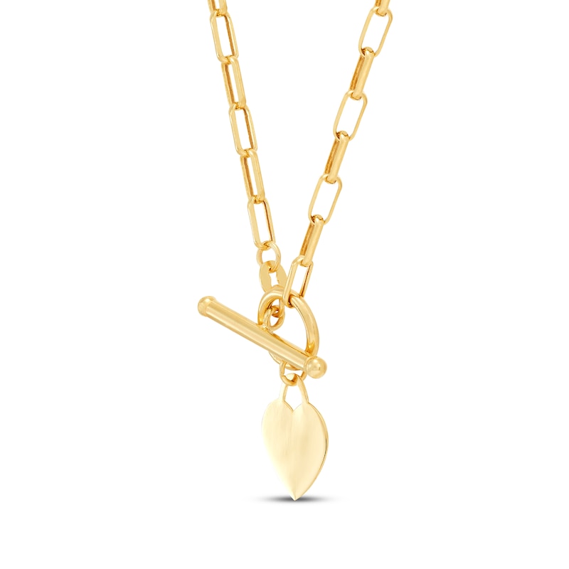 Main Image 2 of Heart Toggle Paperclip Necklace 14K Yellow Gold 17&quot;