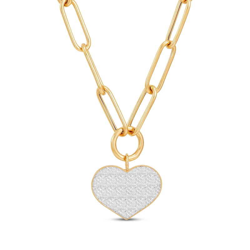Main Image 1 of Diamond-Cut Heart Paperclip Necklace 14K Yellow Gold 18&quot;