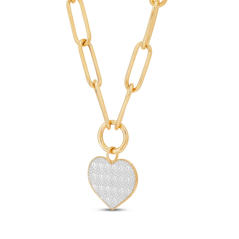 Diamond-Cut Heart Paperclip Necklace 14K Yellow Gold 18"