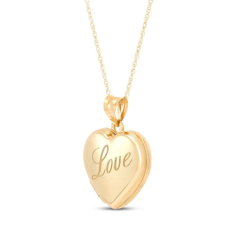 Main Image 2 of &quot;Love&quot; Engraved Heart Locket 10K Yellow Gold 18&quot;