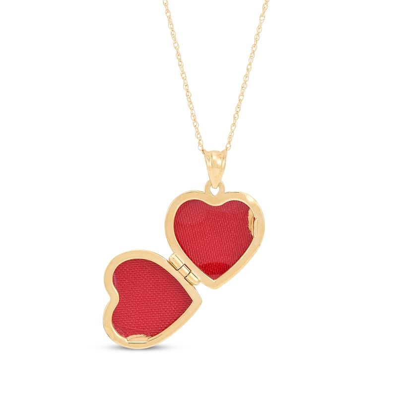 "Mom" Engraved Heart Locket 10K Yellow Gold 18"