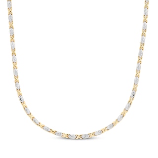Twist Link "XO" Necklace 10K Two-Tone Gold 18"